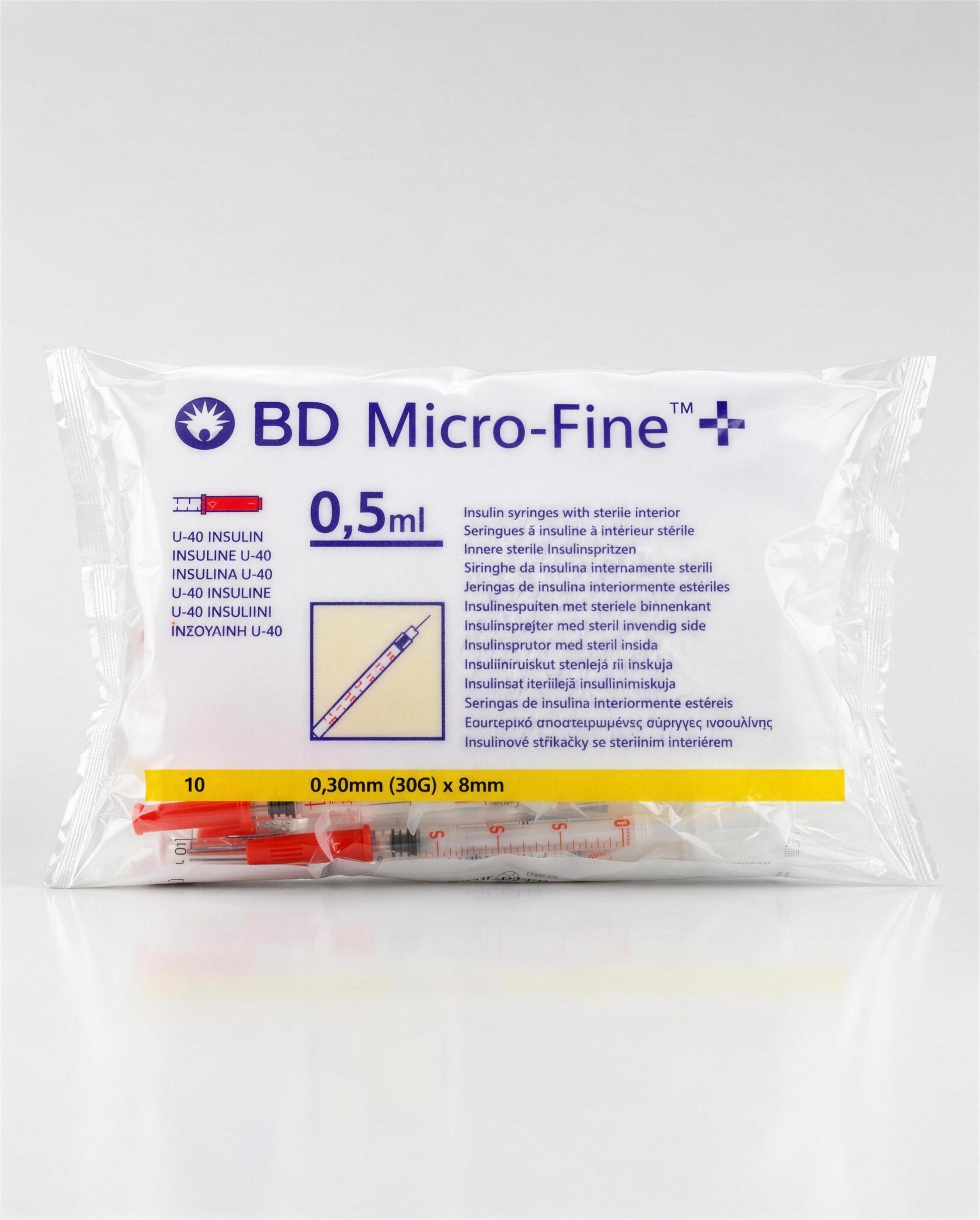 Jeringa de insulina de 0,5 ml + aguja 10x